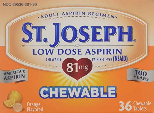 St. Joseph Orange Chewable 81mg Aspirin  36 Tablets  Pack of 6