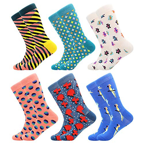 Men's Fun Dress Socks Patterned Crew Colorful Funky Fancy Novelty Funny Casual Socks for Men 6 Pairs-Fancy Blue Men's Fun Dress Socks Patterned Crew Colorful Funky Fancy Novelty Funny Casual Socks for Men 6 Pairs-Fancy Blue
