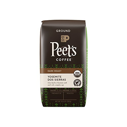 Peet's Coffee Yosemite Dos Sierras, Dark Roast Ground Coffee, 10.5 Ounce Bag Full-Bodied Dark Roast Organic Coffee, Complex and Satisfying with Milk Chocolate Sweetness