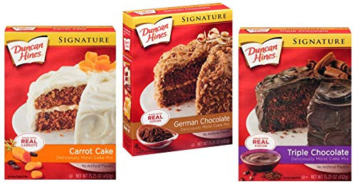 Duncan Hines Signature Cake Mix Variety 3 Pack Bundle - German Chocolate  Triple Chocolate  Classic Carrot Cake Mix