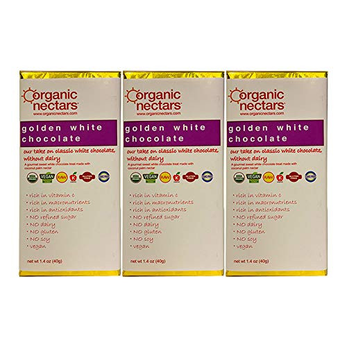 Organic Nectars Raw Chocolate Bar Golden White Chocolate  3 pack of 1.4 oz.
