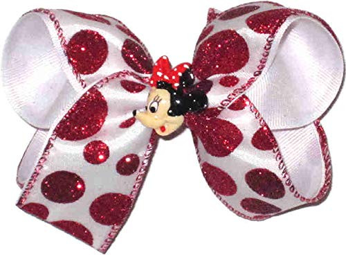 DS-243M Medium White with Red Glitter Dots and Minnie Miniature