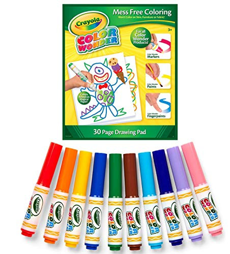 CrayolaSet Color Wonder Drawing Paper-30 Sheets  with 10 Mini Markers  Mess Free  Color Wonder Set  Classic
