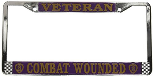 Veteran Purple Heart Combat Wounded License Plate Frame