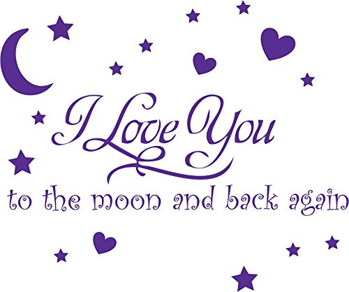 I Love You to The Moon and Back Again Wall Sayings Vinyl Art Decal Quote Sticker Home DecalSty1  Purple