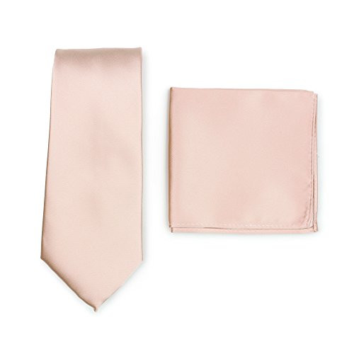 Bows-N-Ties Men's Solid Necktie and Pocket Square Set  Antique Blush