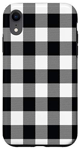 iPhone XR Buffalo Black White Plaid Flannel Gingham Plaid Pattern Case