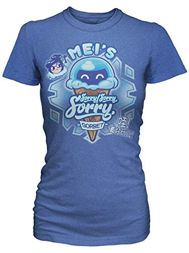 JINX Overwatch Mei's Sorry Sorbet Women's Gamer Graphic T-Shirt  Vintage Royal Blue  Medium