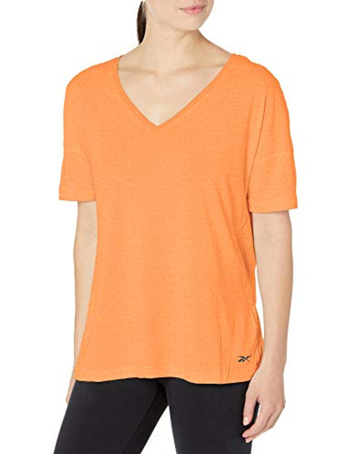 Reebok Training Supply Activechill Cotton V-Neck T-Shirt  High Vis Orange  M