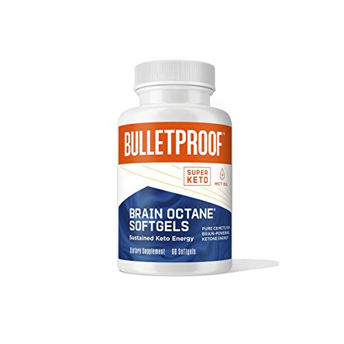 Brain Octane C8 MCT Oil  2000mg Caprylic Acid Triglycerides from Non-GMO Coconuts  60 Softgels  Bulletproof Keto Supplement for Cognitive Function and Gut Health