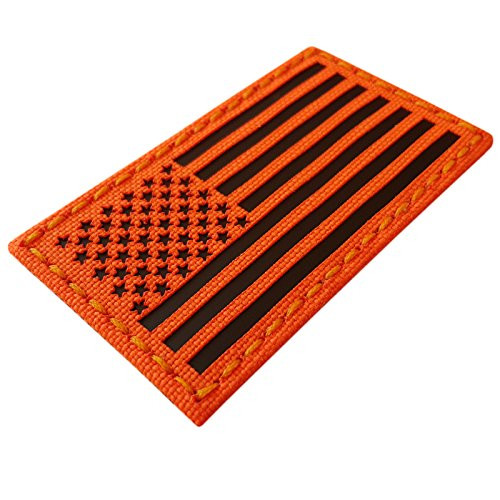 IR Fluorescent Orange Infrared USAR USA Flag Search and Rescue 3.5x2 Urban SAR Tactical Morale Hook and Loop Patch