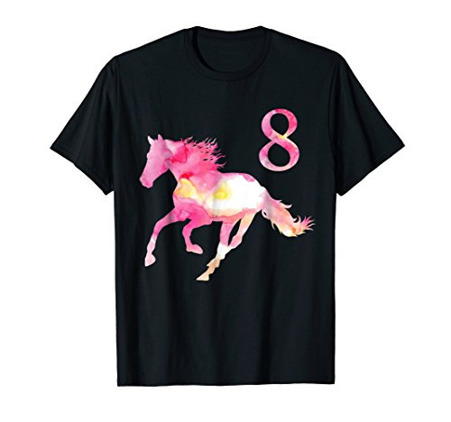 Kids 8th Birthday Horse Gift T-Shirt for 8 Year Old Girls