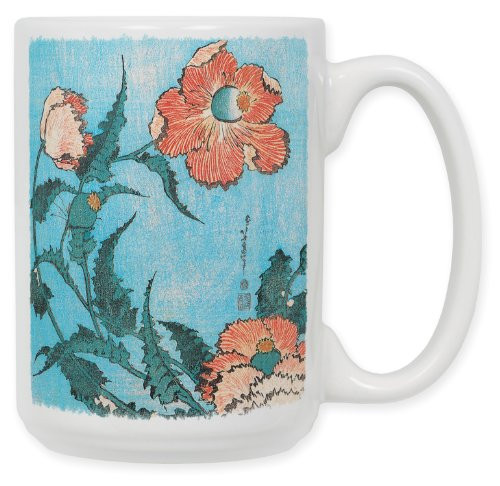 Art Plates"Hukusai  Poppies" Ceramic Coffee Mug  15 oz