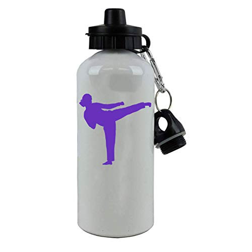 Personalized Custom Female Karate Aluminum White Finish 20 Ounce 600ML Sport Water Bottle Customizable  Purple