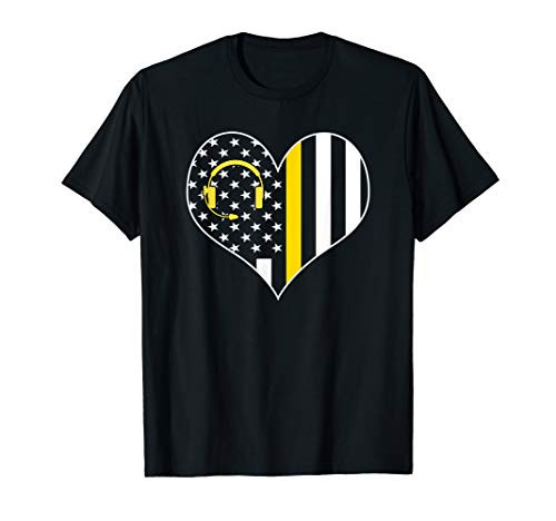 911 Dispatcher Gold Line USA Flag Emergency Dispatchers Gift T-Shirt