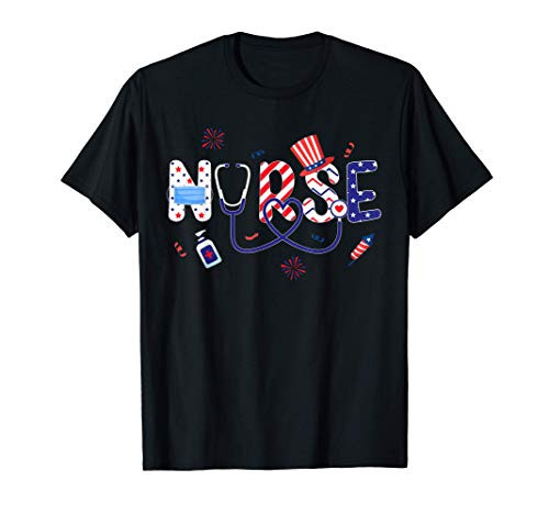 Patriotic Nurse 4th Of July American Flag Independence Day T-Shirt
