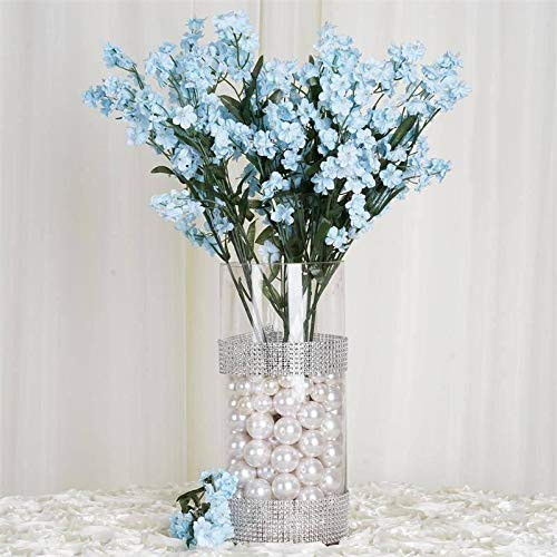 Efavormart 12 Bushes Baby Breath Artificial Filler Flowers for DIY Wedding Bouquets Centerpieces Party Home Decoration - Light Blue