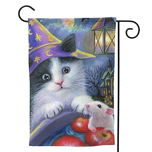 POUDBDH Halloween Cat Purple Witch Funny Seasonal Family Welcome Double Sided Garden Flag Outdoor Funny Decorative Flags for Garden Yard Lawn Decor Party Gift Many Sizes POUDBDH Halloween Cat Purple Witch Funny Seasonal Family Welcome Double Sided Garden Flag Outdoor Funny Decorative Flags for Garden Yard Lawn Decor Party Gift Many Sizes