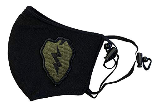 U.S. Army 25th Infantry Division Face Mask OD Green Embroidery  One Pack OD Green