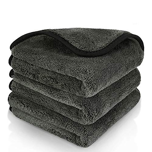 BMLEI Premium Microfiber Towels 1200GSM Thick Professional Car Drying Towel Microfiber Cleaning Cloth Rags for Cars Detailing Washing Supplies  Black