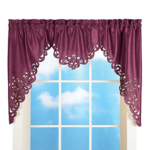 Collections Etc Elegant Scroll Window Valance Burgundy 58" X 36"  Burgundy  58" X 36"