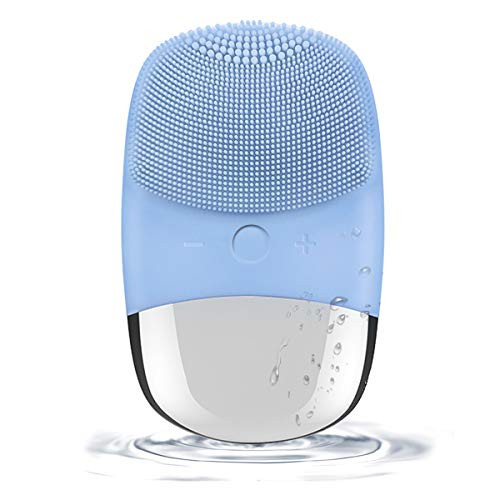 Facial Cleansing Brush  3-in-1 Electric Silicone Face Scrubber  Sonic Facial Massager  IPX7 Waterproof  USB Rechargeble Face Scrubber Brush for Deep Cleanning  Blackhead Remover  Exfoliating Blue 