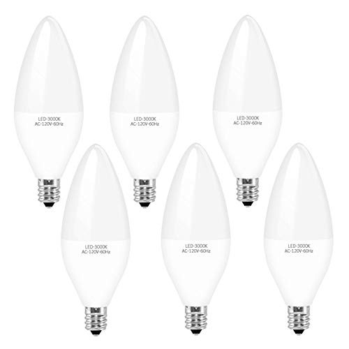 E12 LED Candelabra Bulbs 40W Equivalent Ceiling Fan Bulb Chandelier Bulbs 4W B11 C37 LED Bulb Warm White 3000K Dimmable Candle Lights 400 Lumens Pack of 6 E12 LED Candelabra Bulbs 40W Equivalent Ceiling Fan Bulb Chandelier Bulbs 4W B11 C37 LED Bulb Warm White 3000K Dimmable Candle Lights 400 Lumens Pack of 6