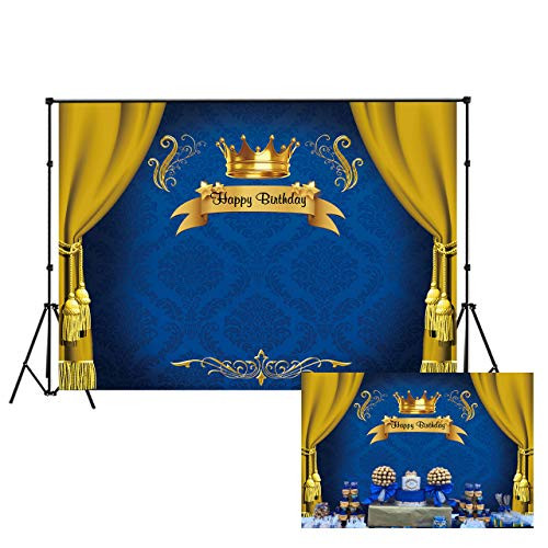 LB 7x5ft Happy Birthday Backdrop Vinyl Royal Prince Gold Crown Backdrops for Boy Photography Baby Shower Birthday Party Decorations Cake Table Banner Photo Booth Studio Props LB 7x5ft Happy Birthday Backdrop Vinyl Royal Prince Gold Crown Backdrops for Boy Photography Baby Shower Birthday Party Decorations Cake Table Banner Photo Booth Studio Props