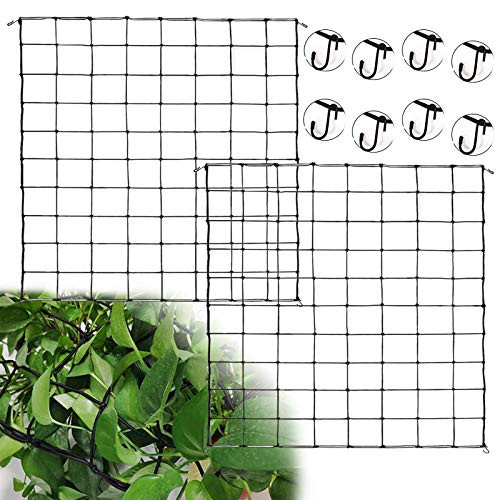 ROLLMOSS 2 Pcs Trellis Netting  Adjustable Grow Tent Net  2 Ft Elastic Trellis Net with Hooks for Grow Tents for 2x2 3x3 3x2 Grow Tents  Black