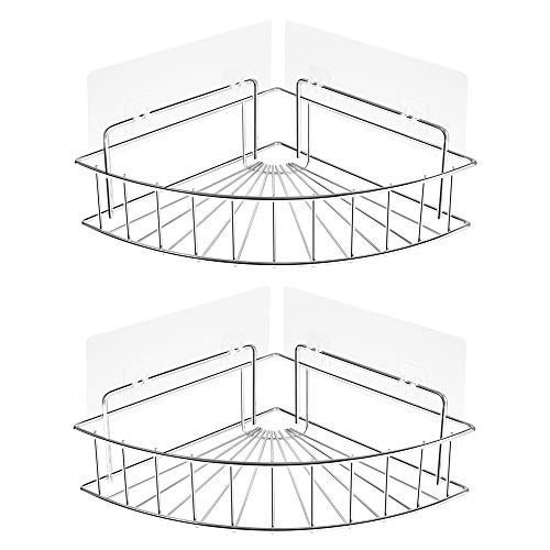 Corner Shower Caddy Famistar Corner Shower Shelf Stainless Steel  Wall Mounted Bathroom Shelf with Adhesive  Storage Organizer for Toilet  Dorm and Kitchen