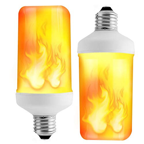 LED Flame Effect Light Bulbs  E26 Flickering Fire Bulbs with Upside Down Effect for Christmas Home Hotel Bar Party Decoration 2 Pack