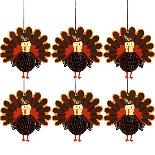 Outus Thanksgiving Hanging Paper Turkey Honeycomb Tissue Turkey Honeycomb Centerpiece for Thanksgiving Day Table Decorating Kit Party Supplies 6 Black and Red Outus Thanksgiving Hanging Paper Turkey Honeycomb Tissue Turkey Honeycomb Centerpiece for Thanksgiving Day Table Decorating Kit Party Supplies 6 Black and Red