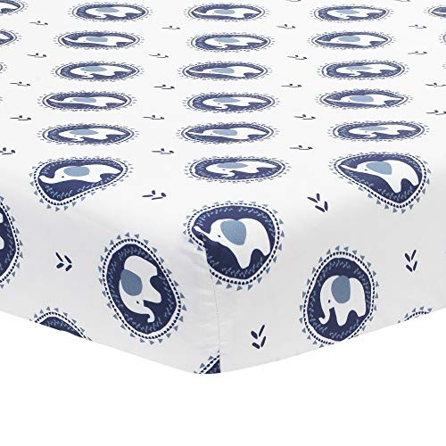Lambs and Ivy Indigo Elephant Blue White Safari Fitted Crib Sheet Lambs and Ivy Indigo Elephant Blue White Safari Fitted Crib Sheet