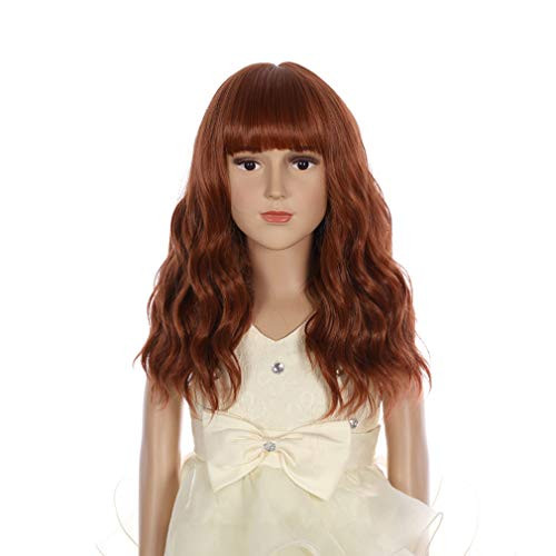 BERON Child Short Bob Curly Wave Girls Cosplay Wig with Bangs Halloween Costumes Anime Party Wig  Dark Orange BERON Child Short Bob Curly Wave Girls Cosplay Wig with Bangs Halloween Costumes Anime Party Wig  Dark Orange