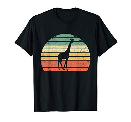 Vintage Giraffe Shirt Retro Color Sunset Silhouette T-Shirt