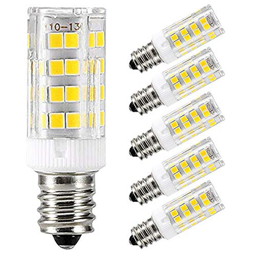 E12 LED Light Bulb 4W Non-dimmable 40W Equivalent Daylight White 6000K  T3 T4 Candelabra Base E12 Bulb for Ceiling Fan  Chandelier  Indoor Decorative Lighting   5-Pack