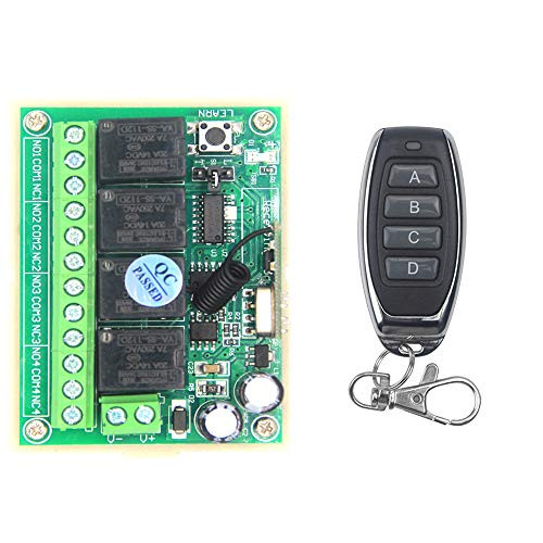 DC12V 4 Channels Wireless Remote Control Switch System Controller PlusMetal Remote Control  Receiver with NO COM NC  Remote Remote Control  for Light  Access Control