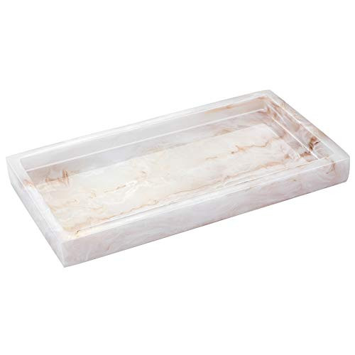Emibele Jewelry Organizer Resin Tray  Bathroom Kitchen Dresser Vanity Tray Jewelry Dish Ring Cosmetic Organizer for Candle Perfume Soap Shampoo Small Plant Home Decor  Mini Size - Ink Khaki