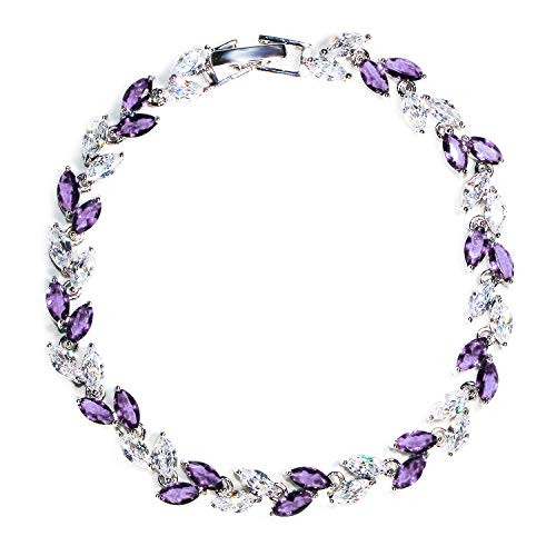 Me and Hz Purple Amethyst Crystal Bracelets Swarovski Crystal Jewelry Birthstone Bangle Bracelets for Women Girls