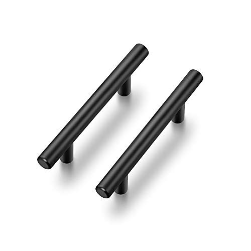 10 Pack 5'' Solid Kitchen Cabinet Handles Matte Black Cabinet Pulls Black Drawer Pulls Kitchen Cabinet Hardware Kitchen Handles for Cabinets Drawer Handles Black Cabinet Handles 3'' Hole Center
