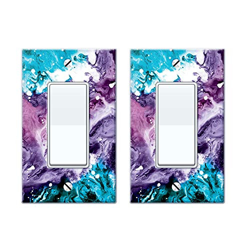 WIRESTER Set Of 2 Single Gang Decorator Light Switch Plate Wall Plate Cover - Purple Mixed Oil Paint