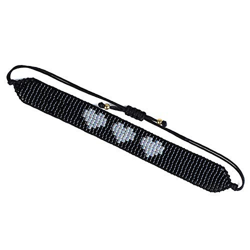 KELITCH Seed Beaded Cuff Bracelets Handmade Rainbow Color Braided Bangle for Women Charm Fashion Jewelry Wrap