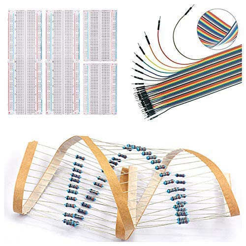MUYI UNO R3 Mega 2560 Robotics Kit Basic DIY Project  4Pcs Breadboard and 3Pcs Dupont Jumper Wire with 525Pcs Resistor for UNO Mega 2560 Project Arduino Raspberry DIY Pi 2 3