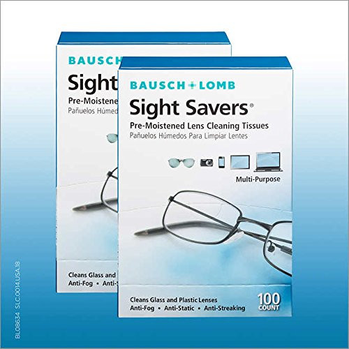 Bausch  and  Lomb Sight Savers Premoistened Lens Cleaning Tissues  Large -  100-Count   Pack of 2