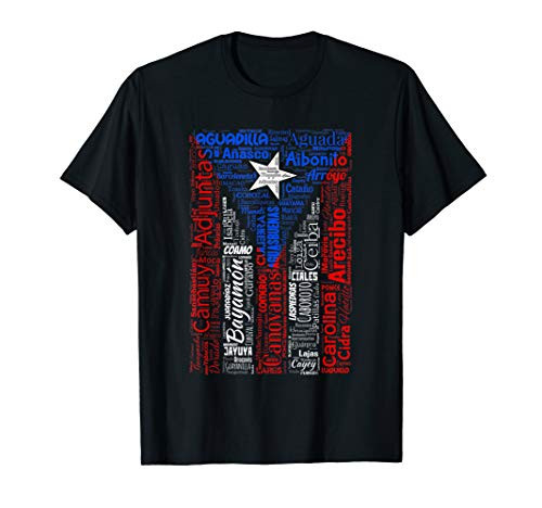 Puerto Rican Flag Shirt with Towns and Cities of Puerto Rico T-Shirt Puerto Rican Flag Shirt with Towns and Cities of Puerto Rico T-Shirt