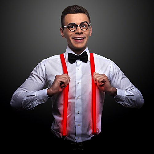 FlashingBlinkyLights Red LED Light Up Suspenders