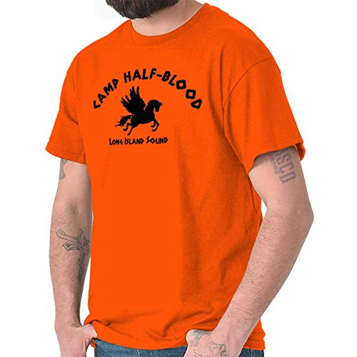 Brisco Brands Camp Half Blood Greek Mythology Womens Mens Crewneck T Shirt Orange