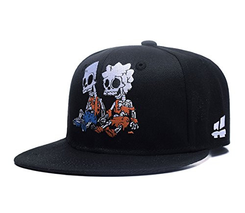 Quanhaigou Cute Skull Zombie and Skeleton Embroidery Snapback Hat Unisex Adjustable Flat Bill Baseball Cap Quanhaigou Cute Skull Zombie and Skeleton Embroidery Snapback Hat Unisex Adjustable Flat Bill Baseball Cap