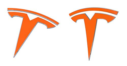 Logo Decal Wrap for Tesla Model 3  2 pc-Set  Gloss Orange