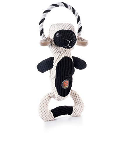 Charming Pet Scrunch Bunch Lamb Interactive Plush Squeaky Dog Tug Toy